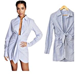 NWT Choosy Blue White Striped Crosby Tie Front Cotton Mini Dress  Size 6